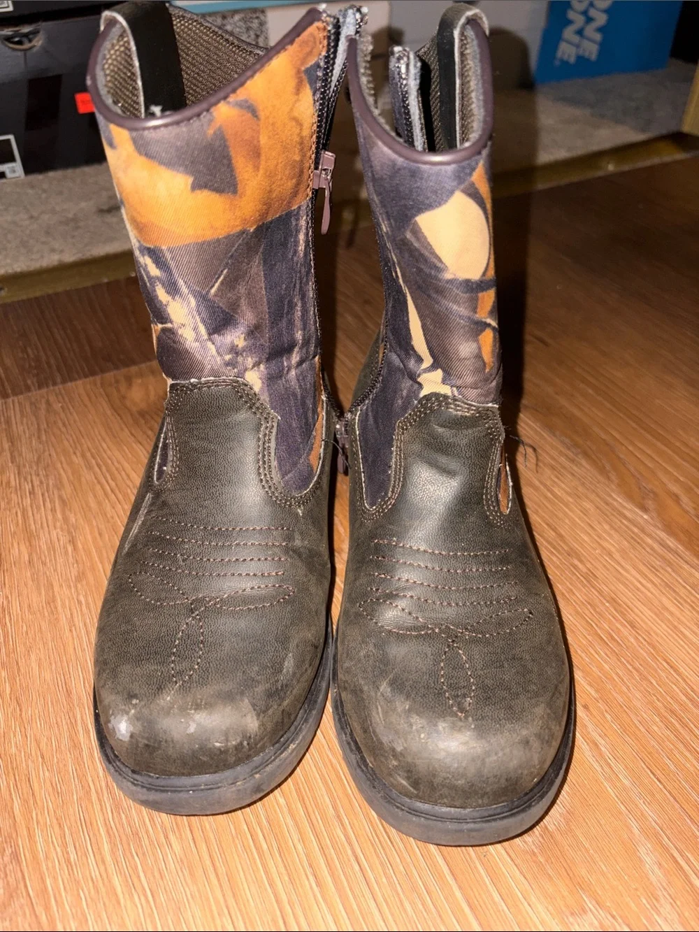 Camo Brown Kids' Pull-On Work Boots